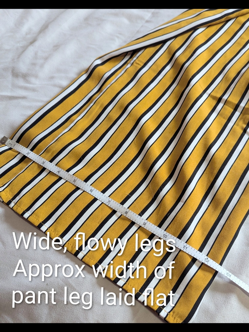 Size Small Bluenotes EUC Yellow White Striped Wide Leg Ruffle Jumpsuit Romper - Picture 13 of 14